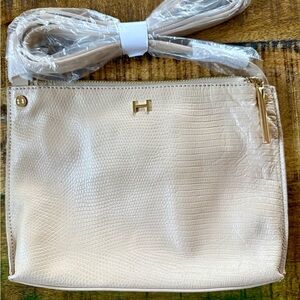 🐊 H by Halston croc leather Cream Crossbody Bag New 🆕